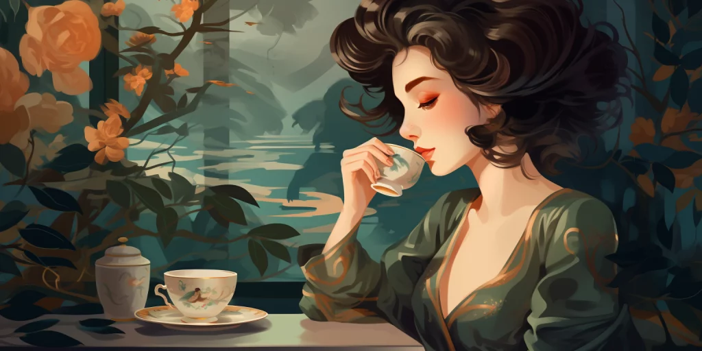 Énidő: nő teát iszik